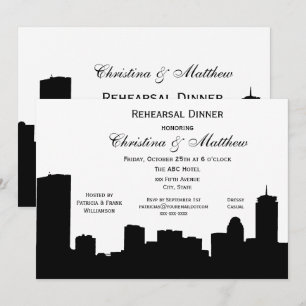 Boston Zwarte Silhouet van de Stad Dinner Proef Kaart
