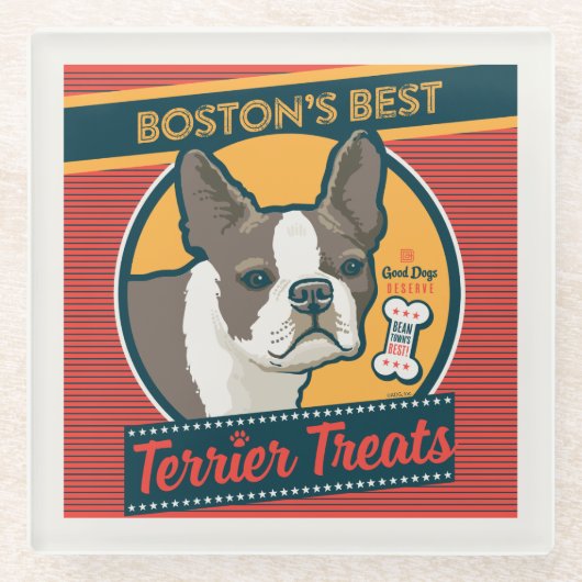 Boston's beste Terrier traktaties Glazen Onderzetter (Voorkant)