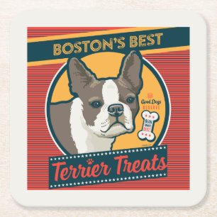 Boston's beste Terrier traktaties Vierkante Kartonnen Onderzetter