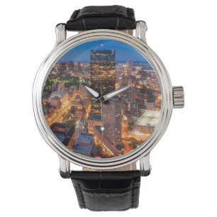 Boston's skyline bij zonsondergang horloge