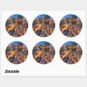 Boston's skyline bij zonsondergang ronde sticker (Vel)