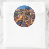 Boston's skyline bij zonsondergang ronde sticker (Tas)