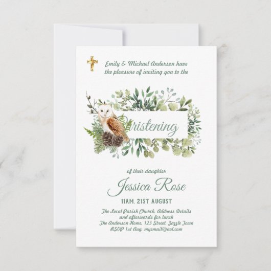 Bosuil doop uitnodigingen Doopfeest (Voorkant)