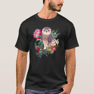 Bosuil met bloemen en vlinder t-shirt