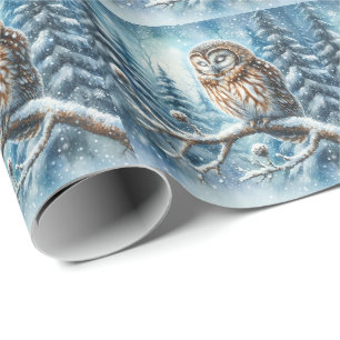 Bosuil Serene Winter Bos Dieren in het wild Cadeaupapier