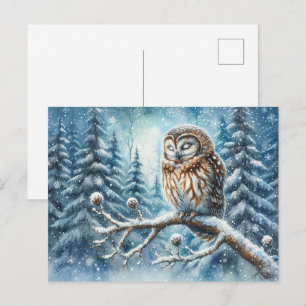 Bosuil Serene Winter Bos Dieren in het wild Feestdagenkaart