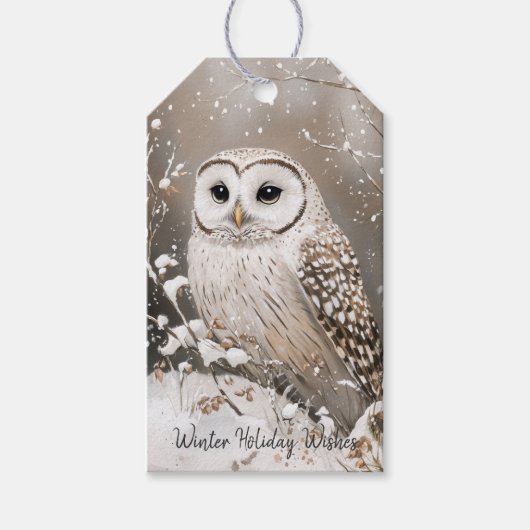 Bosuil Winter Kerstmis Cadeaulabel (Voorkant)