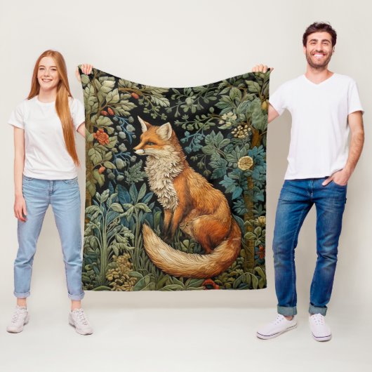 bosvos botanische bosbloemen fleece deken (In situ)