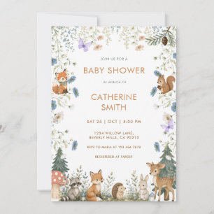 Bosvos Fox Herten Konijn Wilde Bloem Baby Shower Kaart