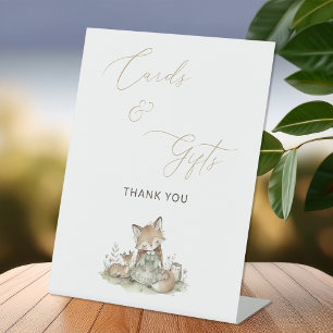 Bosvos Meisje Kaarten & Cadeaus Feestje Reclamebord Met Voetstuk