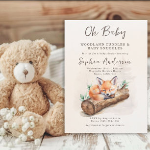 Bosvos Neutrale Oh Baby Shower Uitnodiging