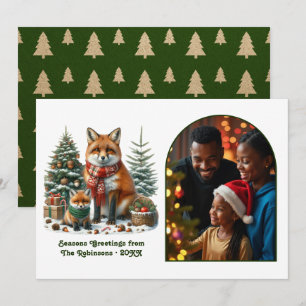 Bosvos Rustieke Bos Kerst Foto Feestdagenkaart