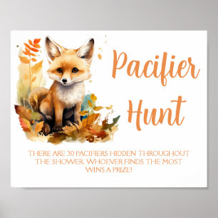 Bosvos Vos Cute Fopspenen Jacht Baby Shower Spel Poster