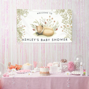 Bosvos Welkomstbanner voor babyfeestje Spandoek