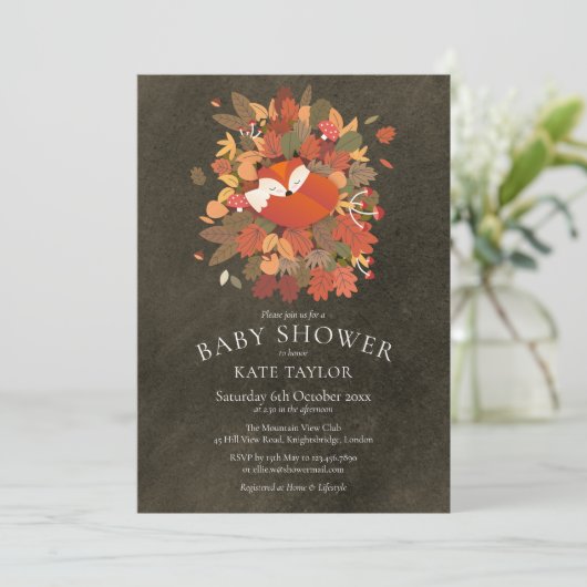 Bosvoswelp Baby Shower Schoolbord Kaart (Staand voorkant)