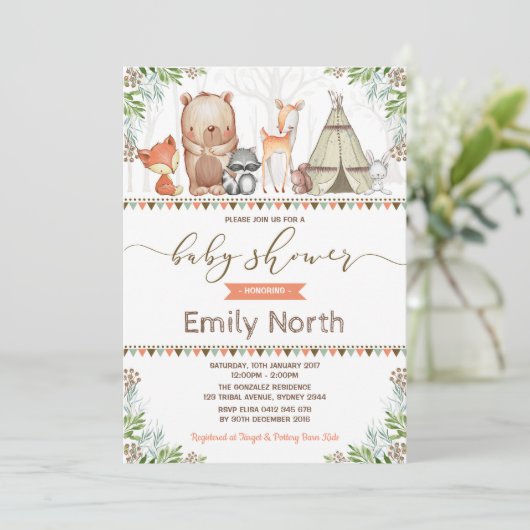 Bosvriendelijke Baby showers Kaart (Staand voorkant)