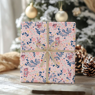Bosvrienden in Roze Winterse Bos Cadeaupapier