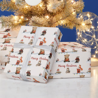 Bosvrienden met een Griekse kerstverpakking Cadeaupapier