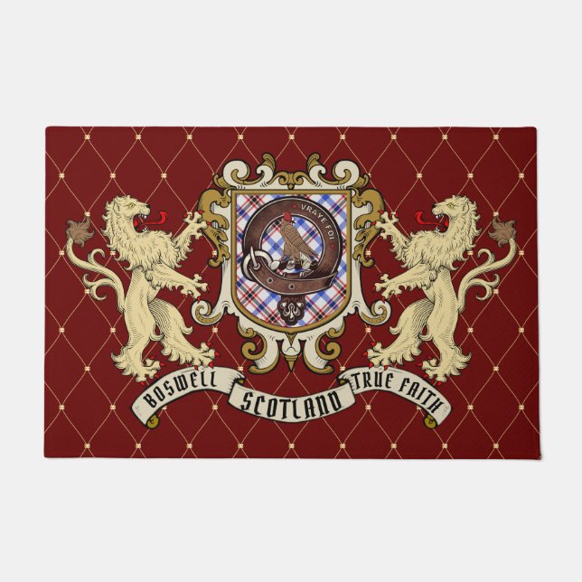 Boswell Clan Badge & Tartan Deurmat (Voorkant)
