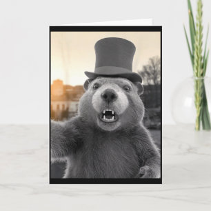 Boszondag Marmot Grappige Groundhog Selfie  Kaart
