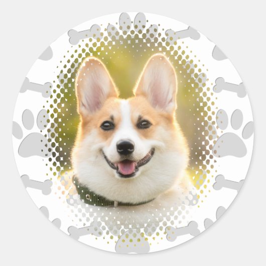 Bot en poot print patroon hond Lijst Ronde Sticker (Voorkant)