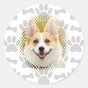 Bot en poot print patroon hond Lijst Ronde Sticker