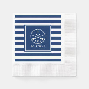 Bot of naam Anchor Oars & Stars met blauwe strepen Servet