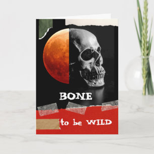 Bot om wild te worden op Halloween Grunge Skull Kaart