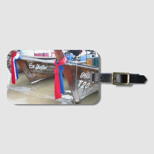 Bot op de strand | Phi Phi-eilanden, Thailand Bagagelabel (Voorkant (horizontaal))