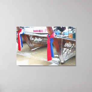Bot op de strand Phi Phi-eilanden, Thailand Canvas Afdruk
