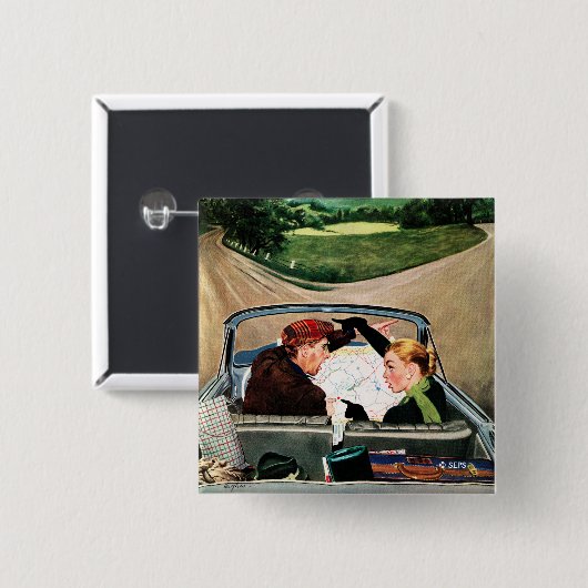 Bot op straat vierkante button 5,1 cm (Voorkant /achterkant)