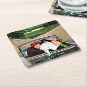 Bot op straat vierkante kartonnen onderzetter (Schuin)