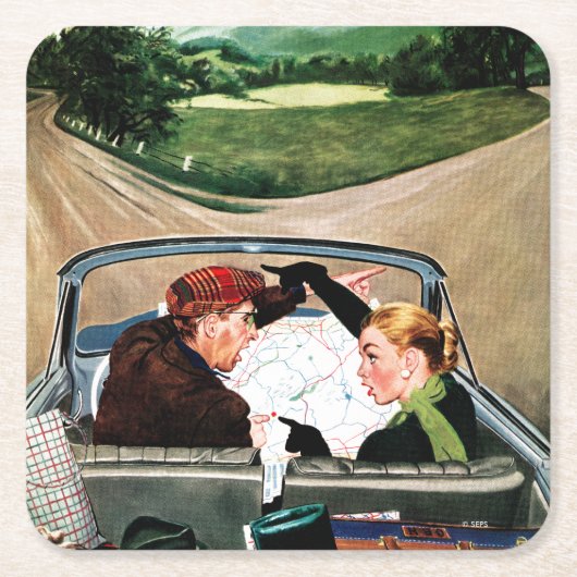 Bot op straat vierkante kartonnen onderzetter (Voorkant)