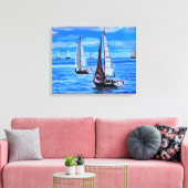 Bot op Zee Canvas Afdruk (Insitu (Woonkamer))