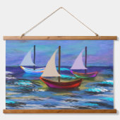Bot op zee hangend wandkleed (Voorkant)