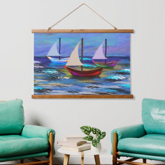 Bot op zee hangend wandkleed (Woonkamer)