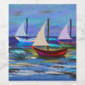 Bot op zee wijn etiket (Enkel label)