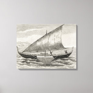 Bot van de Mortlock-eilanden met een uitwijkhaven Canvas Afdruk