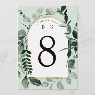 Botanic Greenery sage green bruiloft table number Menu