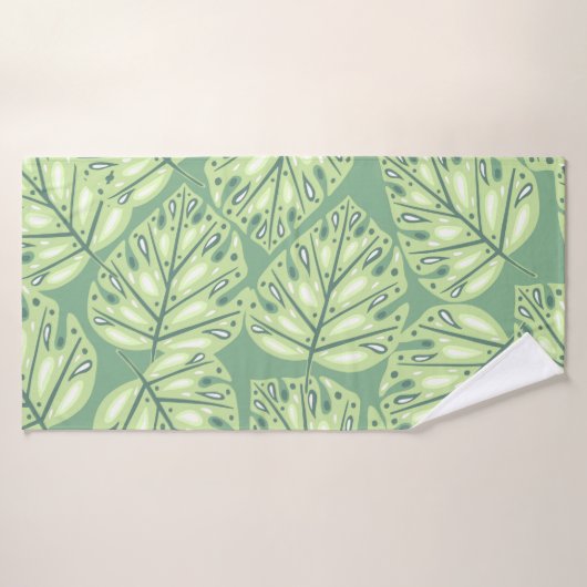 Botanic jungle seamless pattern in pastel green co (Serviette de bain)