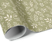 Botanic Pattern Olive Green - Wrapping Paper Roll Cadeaupapier (Rol Hoek)