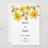 Botanic Spring Golden Daffodil Flora Save the Date Kaart (Voorkant)