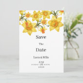 Botanic Spring Golden Daffodil Flora Save the Date Kaart (Staand voorkant)