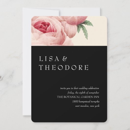 Botanica | Black Vintage Wedding Kaart (Voorkant)