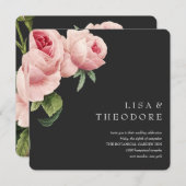 Botanica | Grijs  roze roos Bruiloft Kaart (Voorkant / Achterkant)