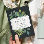 Botanica Night Enregistrer la carte Date<br><div class="desc">Vintage botanique enregistrer la carte de date affiche vos détails mariages de façon unique en bloc noir et épais et en calligraphie, sur un arrière - plan de feuilles d'aquarelle vert peint, branches, fougères et feuillage. Un riche arrière - plan non-noir ajoute du théâtre et de l'élégance. Enregistrez les dattes...</div>