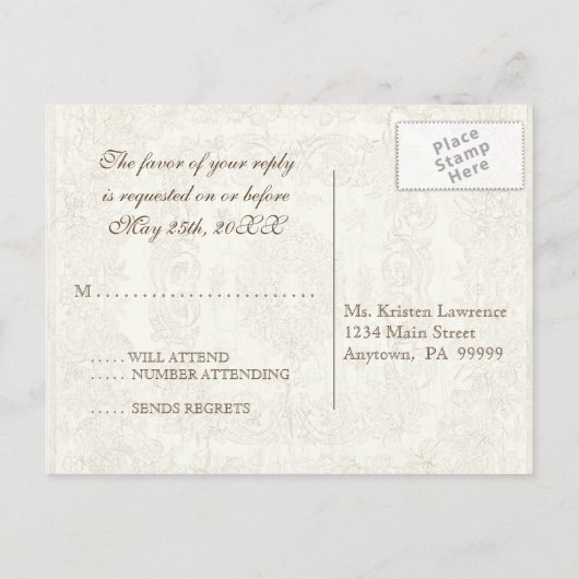 Botanica Trouwensemble - Crème Tan Uitnodiging Briefkaart (Achterkant)