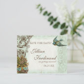 Botanica Wedding Briefkaart Save the Date - Blue (Staand voorkant)