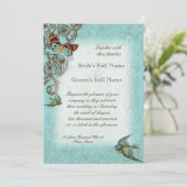 Botanica Wedding Invitation - Aqua Blue Kaart (Staand voorkant)