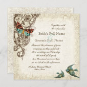 Botanica Wedding Invitation - Cream Tan Kaart (Voorkant / Achterkant)